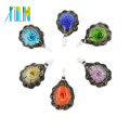 MC0035 Vente Chaude Plat Rond Murano Focal Soufflé Verre Fleur Perle Collier Pendentifs 12 pcs / boîte